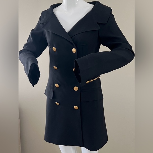 Marissa Webb Black Blazer Dress XS with Gold detailed Buttons - Picture 3 of 10
